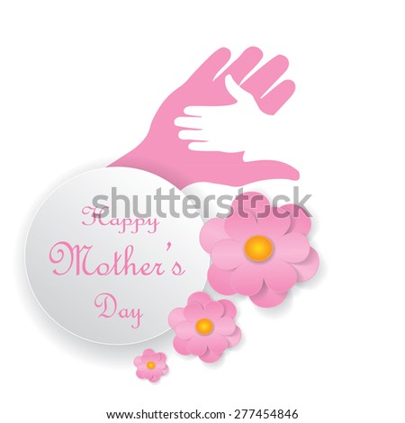Helping hand happy mothers day, cute background. vector illustration