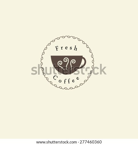 Coffee cup with smoke logo vector.