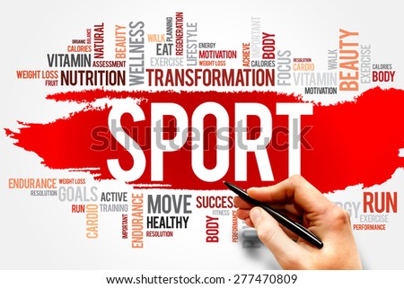 SPORT word cloud, fitness, health concept