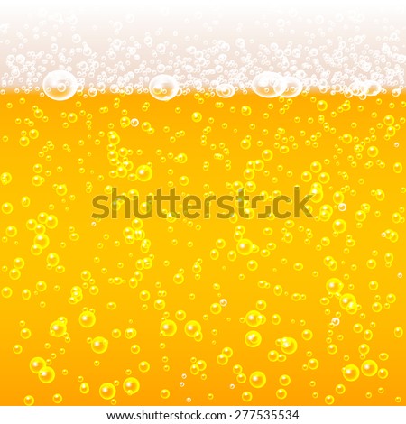 Beer bubbles background with foam, vector illustration