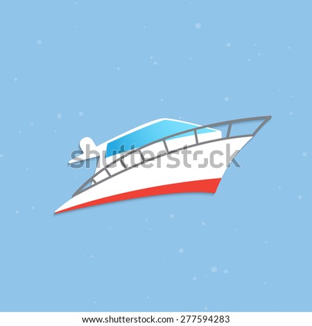 Vector yacht flat icon illustration.