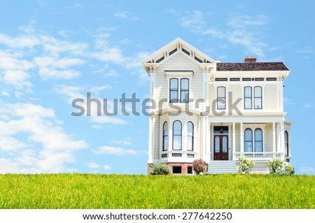 Beautiful house with the room for your text  Royalty-Free Stock Photo #277642250