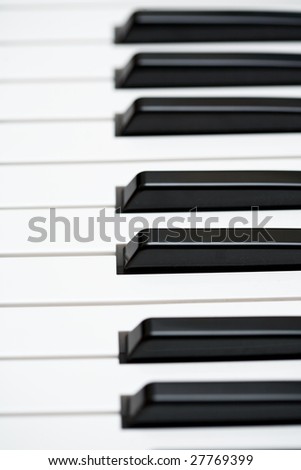 Close up of a piano keyboard