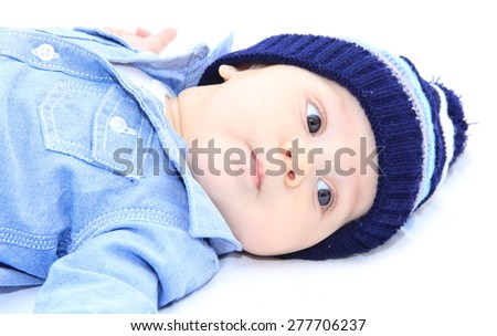 Cute baby boy on white background