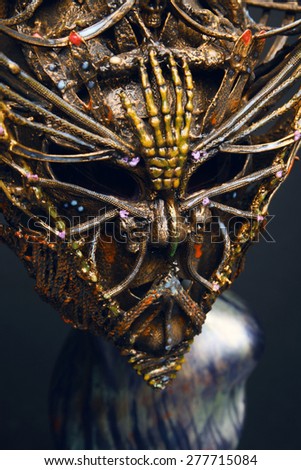 Ancient scary metallic mask