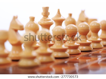 Detail of chess set on board