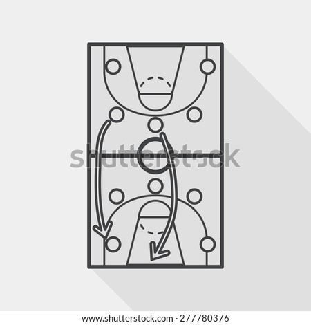 basketball strategy board flat icon with long shadow, line icon