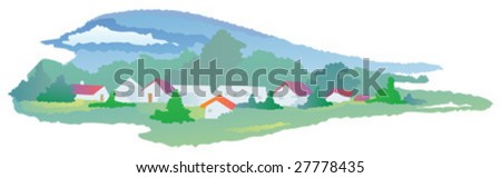 Landscape with little country houses
