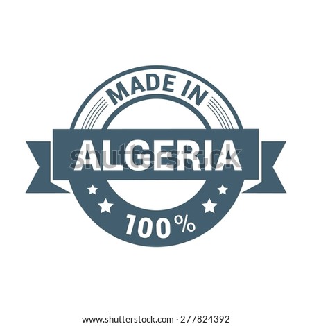 Made in Algeria. Round blue rubber stamp design isolated on white background. vector illustration vintage texture.
