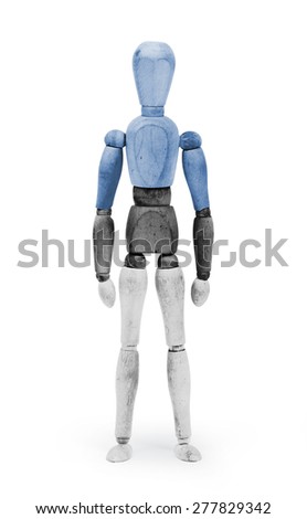 Wood figure mannequin with flag bodypaint on white background - Estonia