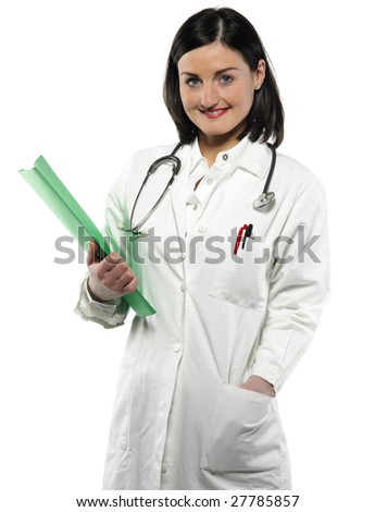 doctor with book on the white background