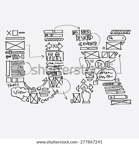 Logo UX sketch draw style. Vector illustration Royalty-Free Stock Photo #277867241