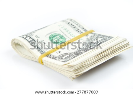 Folded of dollar bills