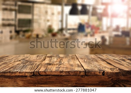 worn old table and kitchen 