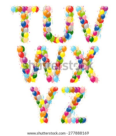 Vector illustration of decorative balloons letters T-Z. 