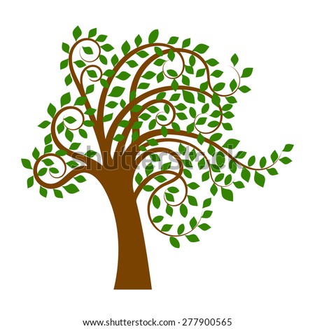 Illustration of tree with green leaves isolated