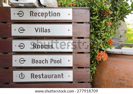 Wooden arrow sign post 