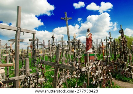 The Hill of Crosses (Kryziu kalnas), a famous site of pilgrimage in northern Lithuania.

