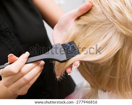hair coloring in the salon. process Royalty-Free Stock Photo #277946816