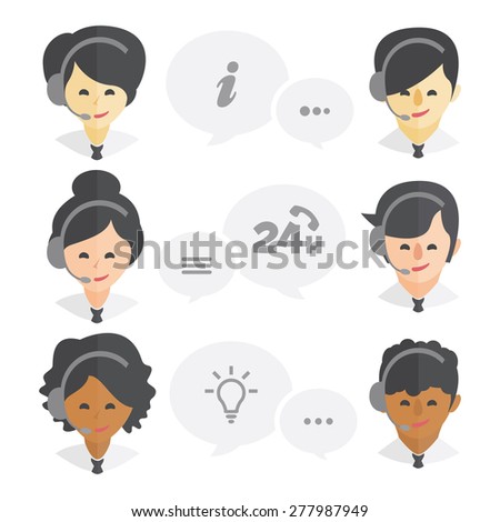 Beautiful different ethnic man and women operator of call center online customer support