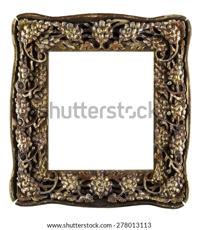 wooden decorative frame for painting isolated on white 