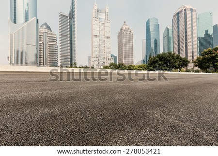 Asphalt road in front of the modern building  in Shanghai?china