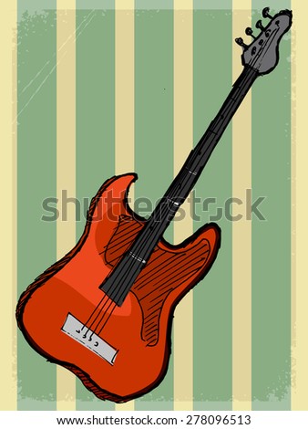 stylish, vintage, background with electric guitar