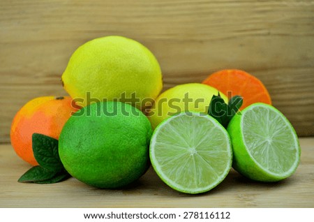 Citrus fruits lime orange lemon