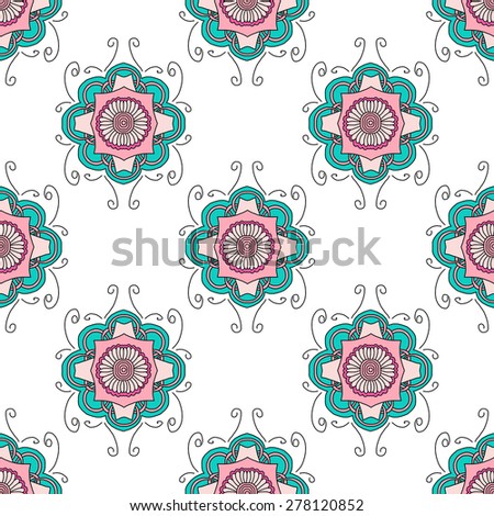 Abstract seamless with floral ornament in bright colors.