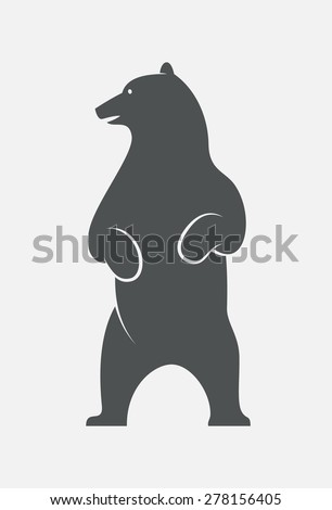 Standing bear head turned left logo. EPS10 vector bear outline.