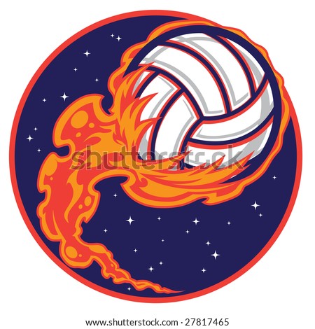 Vector illustration of a volleyball drawn as a comet shooting through space.