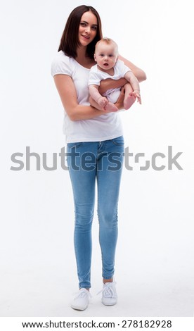 mother and baby studio white 