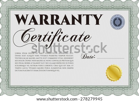 Sample Warranty. Very Customizable. Complex border. With sample text. 

