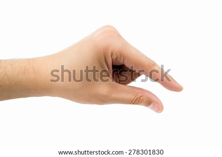 hand make the symbol that means catch on white background