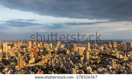 Tokyo Tower and Tokyo Skyline during sunset