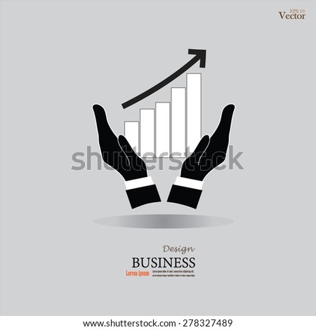 growing graph icon on the hand.hand with graph.vector illustration.