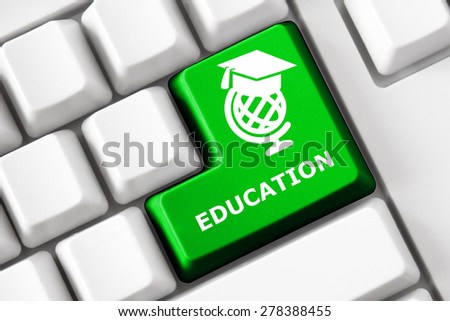 Smart keyboard with education images and text