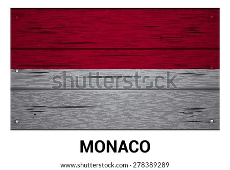 Monaco flag on wood texture background - vector illustration