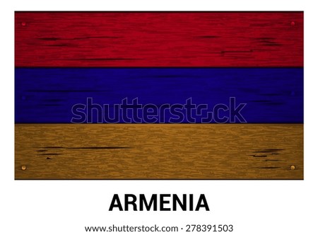 Armenia flag on wood texture background - vector illustration