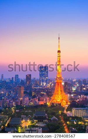 Aerial View of Tokyo City and Tokyo Tower