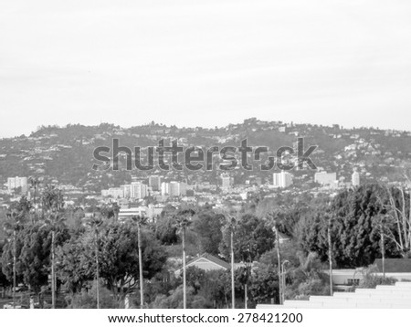 View of the city of Los Angeles in California USA in black and white