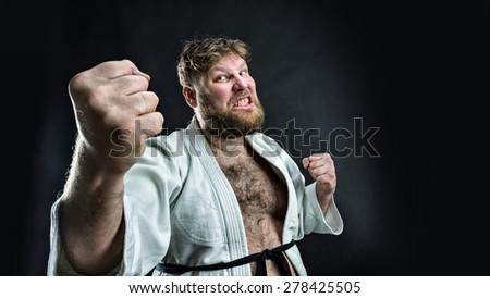 Aggressive karate fighter