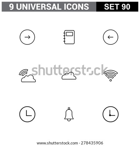 Thin line flat Universal Icons set. Big package of modern minimalist, thin line icons. Design elements for mobile and web applications.
