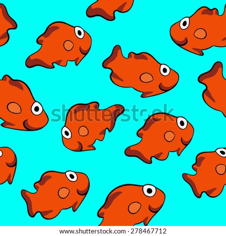 Beautiful collection of tropical fish isolated on white background, Seamless pattern
