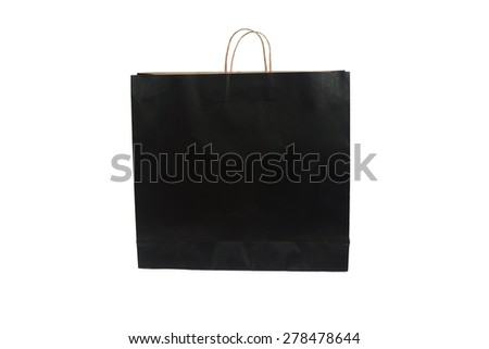 black paper bag with handles isolated on a white background with clipping path