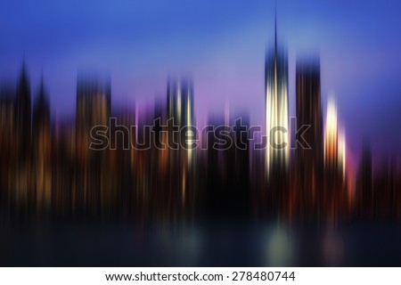 Blurred city background. Manhattan, New York City skyline