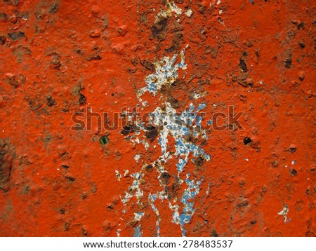 Grunge texture abstract background of old red zinc wall that were cement stains