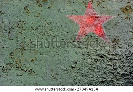 Close up of russian red star painted on t34 tank turret