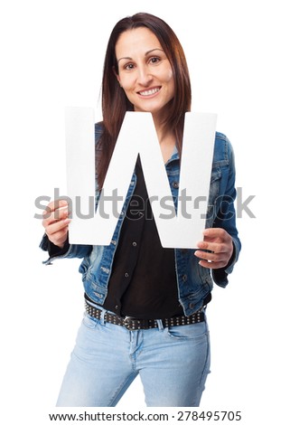 woman holding the W letter