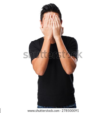chinese man covering his face